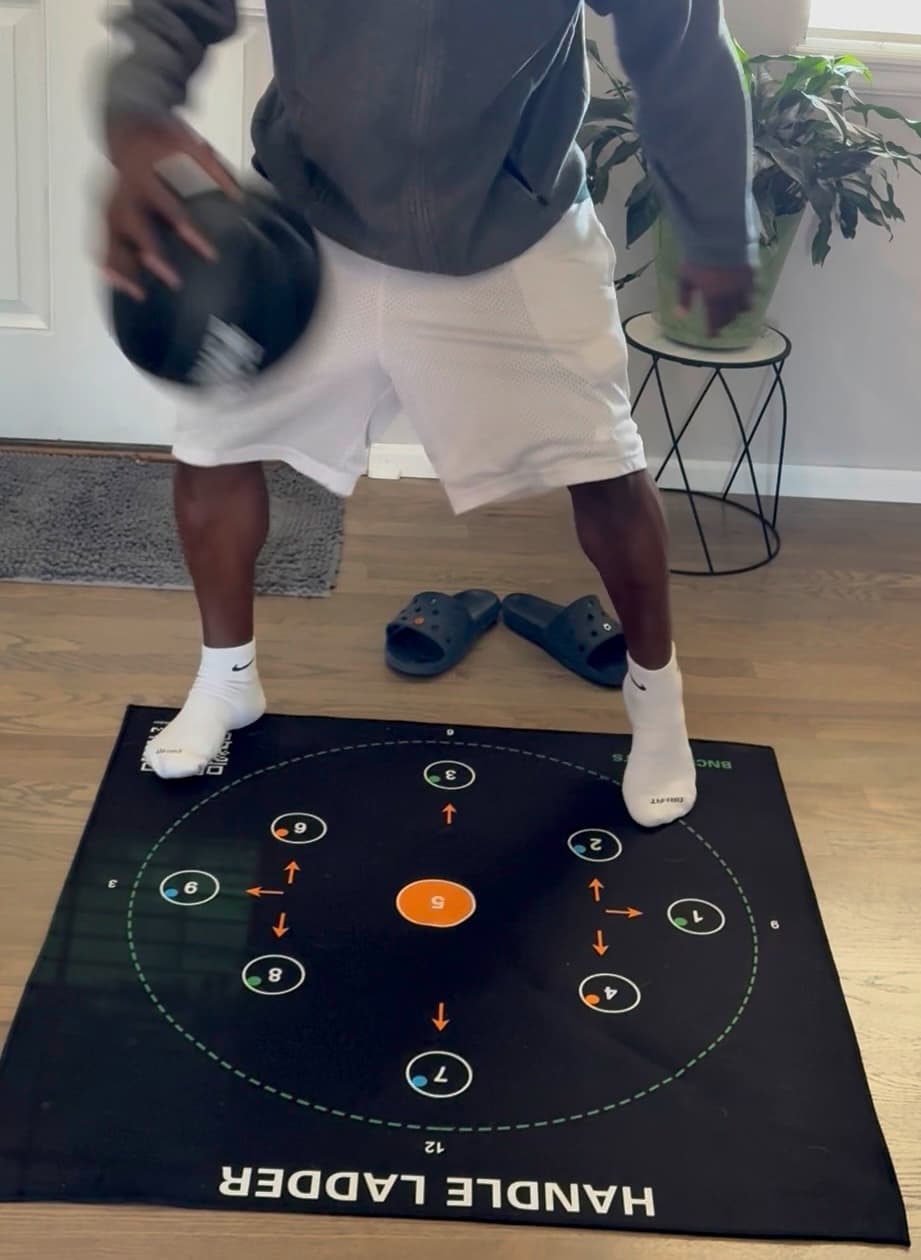 Player using the BNCE Handle Ladder training mat
