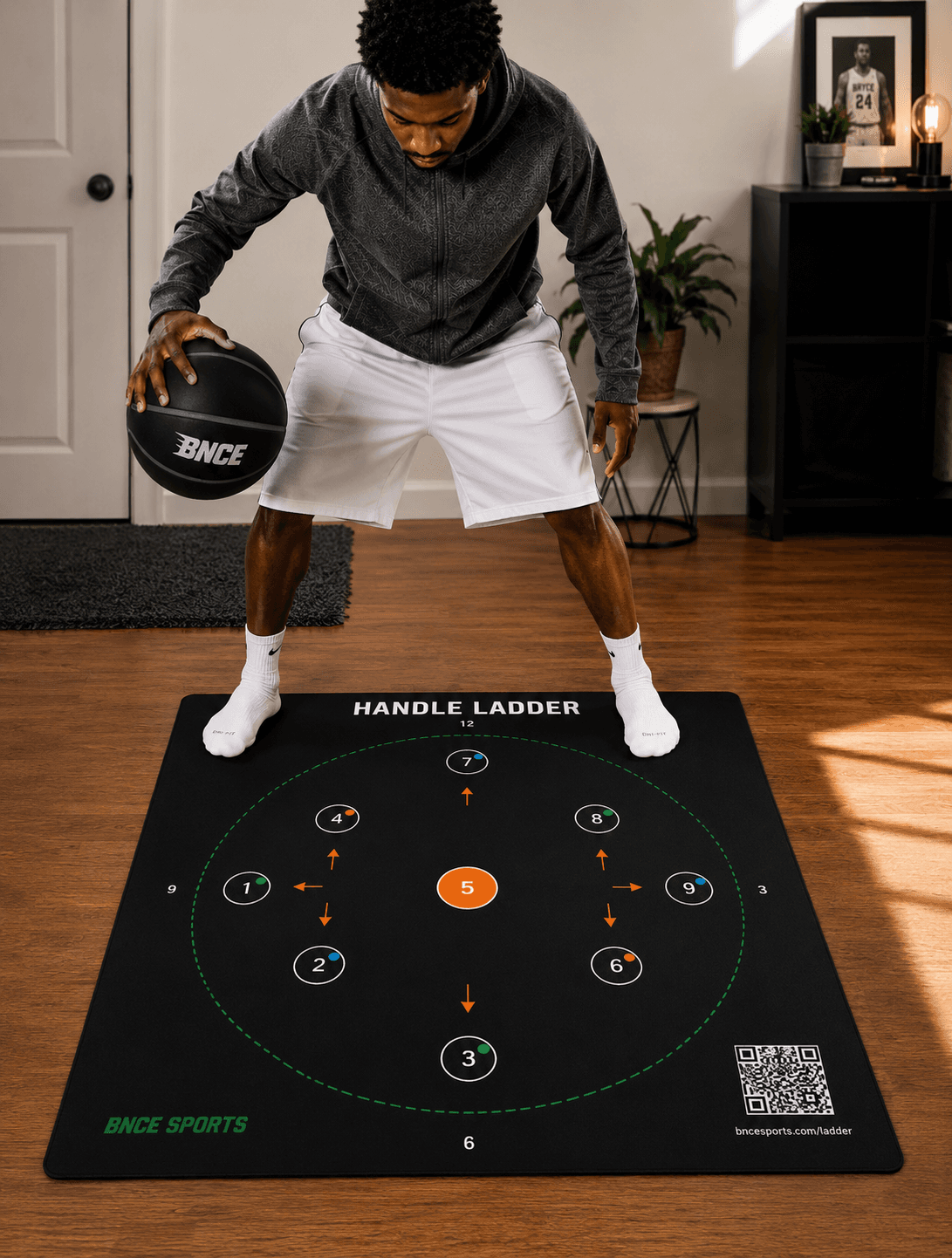 Athlete using BNCE Handle Ladder mat